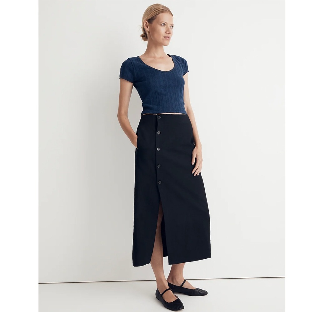 Madewell Linen-Cotton Blend Wrap Midi Skirt